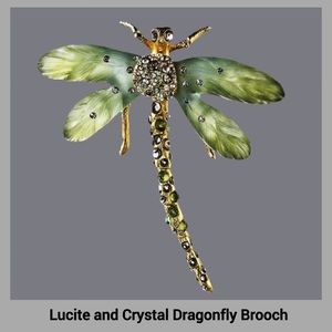 ALEXIS BITTAR Lucite and Crystal Dragonfly Brooch
